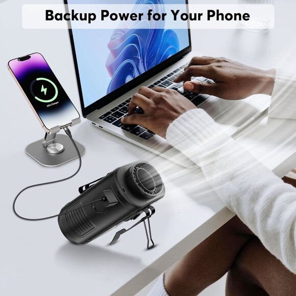 NEW! Roshopi Portable Waist Fan - K50 - 10000mAh. Flashlight, Charger!! 5 Speed. - Picture 11 of 12